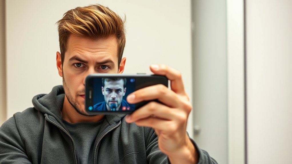 man taking mirror selfie